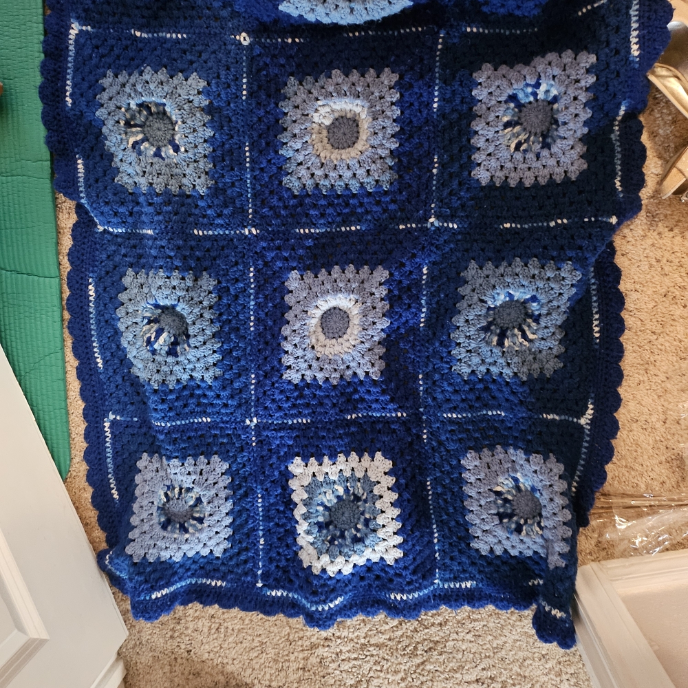 Handmade Blue Crochet Blanket